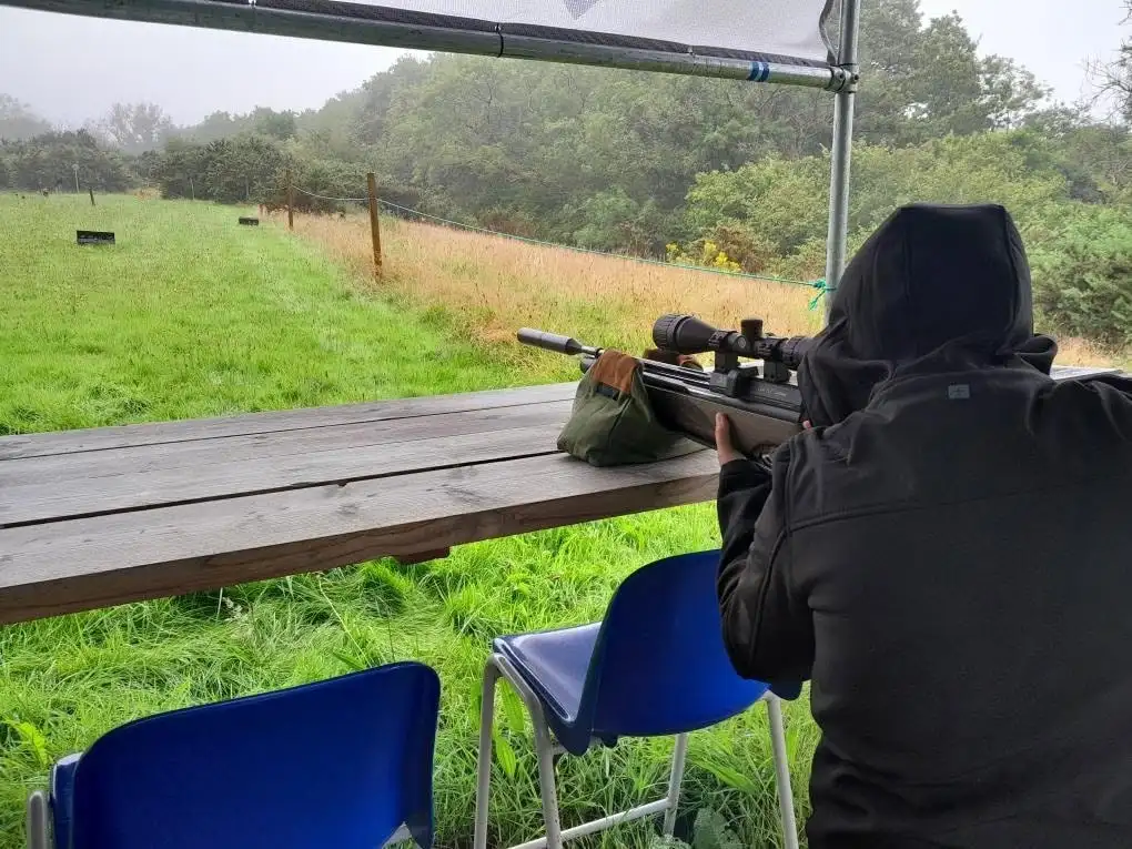 Taking aim on the air rifle range